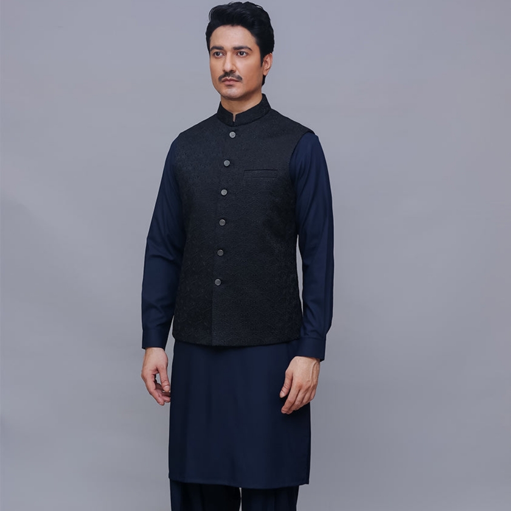 NWT Amir Adnan Embroidered Waistcoat, Desi Kurta Shalwaar Kameez Vest, Medium